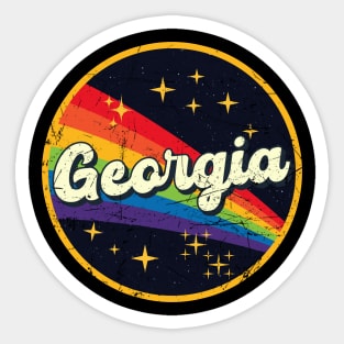 Georgia // Rainbow In Space Vintage Grunge-Style Sticker